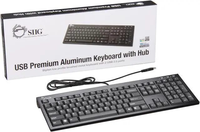 Alt view image 5 of 5 - SIIG JK-US0412-S1 USB See Details Slim Aluminum Keyboard with Hub