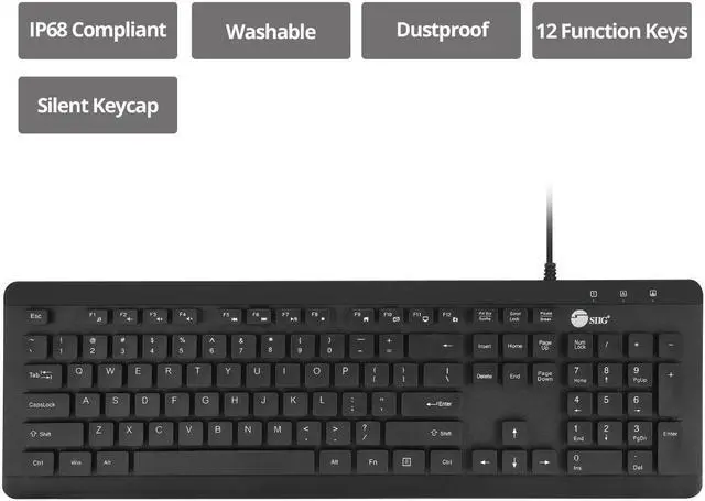 Alt view image 2 of 6 - SIIG Industrial Grade Washable & Dustproof USB Multimedia Keyboard JK-US0U11-S1