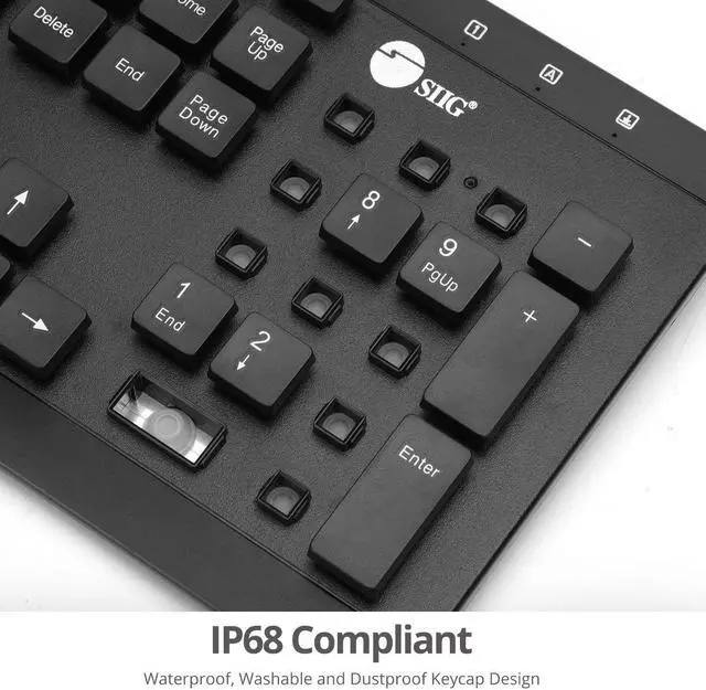 Alt view image 3 of 6 - SIIG Industrial Grade Washable & Dustproof USB Multimedia Keyboard JK-US0U11-S1