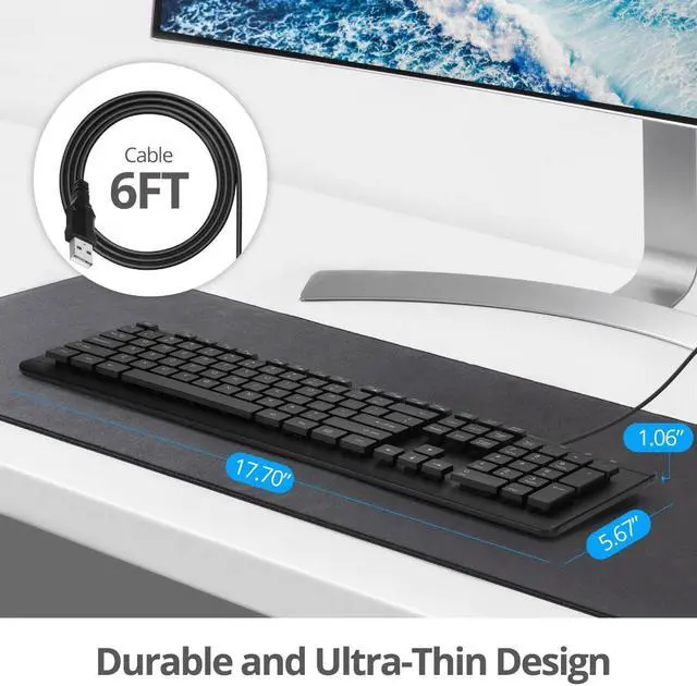 Alt view image 6 of 6 - SIIG Industrial Grade Washable & Dustproof USB Multimedia Keyboard JK-US0U11-S1