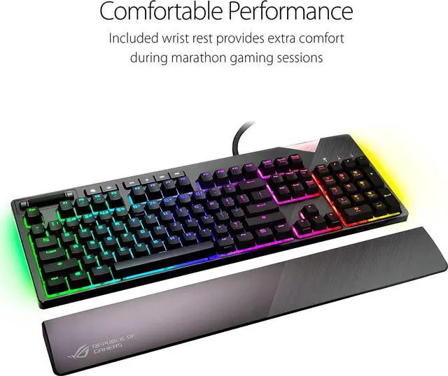 Alt view image 8 of 10 - ASUS ROG Strix Flare (Cherry MX Brown) Aura Sync RGB Mechanical Gaming Keyboard with Switches, Customizable Badge, USB Pass Through and Media Controls