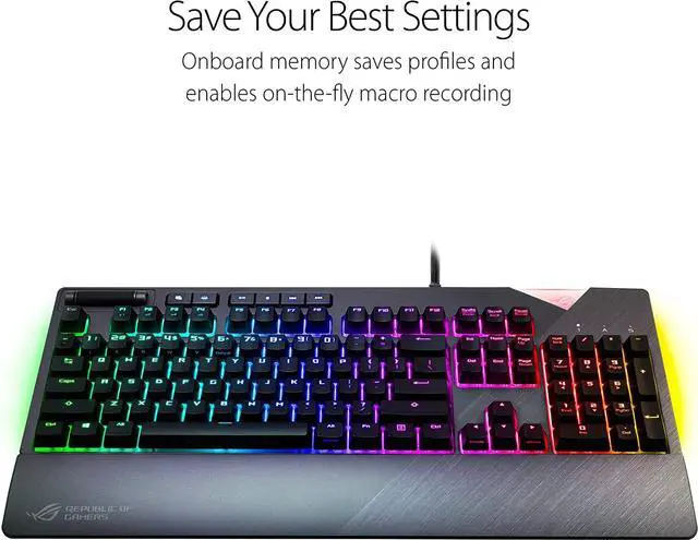 Alt view image 6 of 10 - ASUS ROG Strix Flare (Cherry MX Brown) Aura Sync RGB Mechanical Gaming Keyboard with Switches, Customizable Badge, USB Pass Through and Media Controls