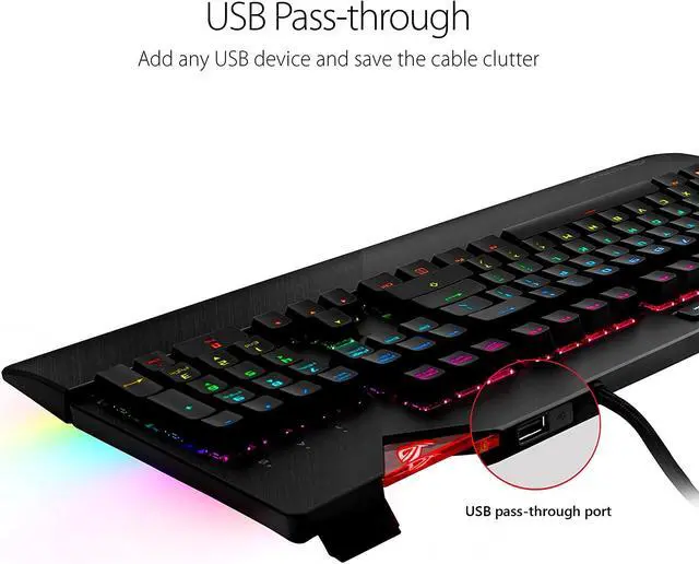 Alt view image 5 of 10 - ASUS ROG Strix Flare (Cherry MX Brown) Aura Sync RGB Mechanical Gaming Keyboard with Switches, Customizable Badge, USB Pass Through and Media Controls
