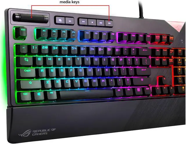 Alt view image 5 of 10 - ASUS ROG Strix Flare Call of Duty: Black Ops 4 Edition Mechanical Gaming Keyboard with Cherry MX Speed Silver Switches, Aura Sync RGB Lighting, Customizable Badge, USB Pass-Through and Media Controls