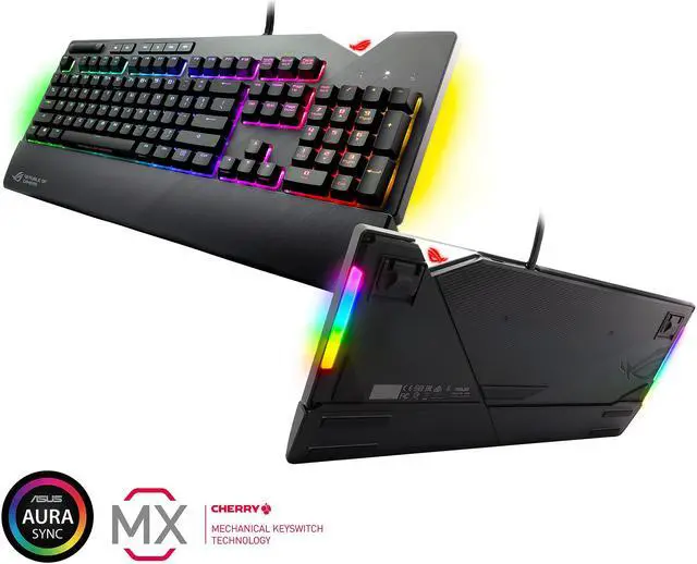 Alt view image 9 of 10 - ASUS ROG Strix Flare RGB Mechanical Gaming Keyboard with Cherry MX Silent Red Switches, Aura Sync RGB Lighting, Customizable Badge, USB Pass-Through and Media Controls