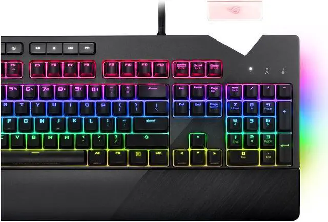 Alt view image 6 of 10 - ASUS ROG Strix Flare RGB Mechanical Gaming Keyboard with Cherry MX Silent Red Switches, Aura Sync RGB Lighting, Customizable Badge, USB Pass-Through and Media Controls