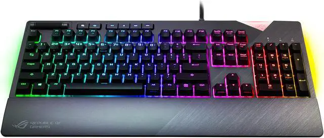 Alt view image 4 of 10 - ASUS ROG Strix Flare RGB Mechanical Gaming Keyboard with Cherry MX Silent Red Switches, Aura Sync RGB Lighting, Customizable Badge, USB Pass-Through and Media Controls