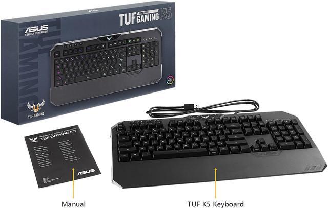 Alt view image 9 of 9 - ASUS TUF Gaming K5 Mechanical Membrane RGB Gaming Keyboard with Programmable Onboard Memory, Media Controls and Aura Sync RGB Lighting
