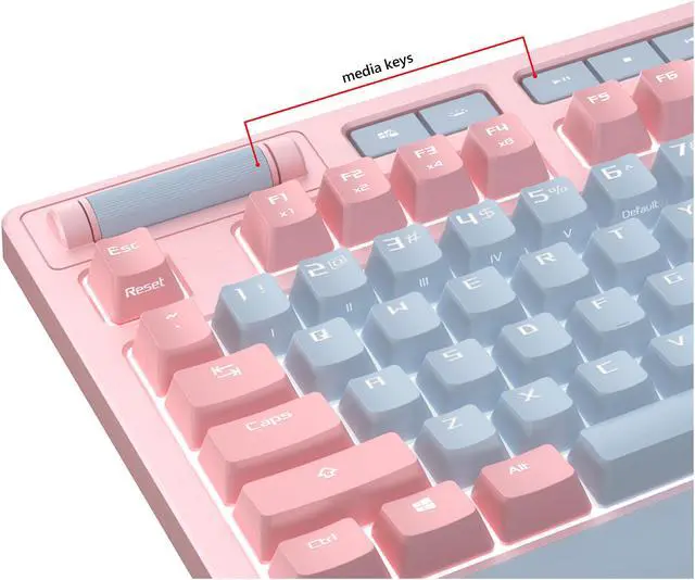 Alt view image 5 of 8 - ASUS ROG Strix Flare PNK Limited Edition Mechanical Gaming Keyboard with Cherry MX Brown Switches, Aura Sync RGB Lighting, Customizable Badge, USB Pass Through and Media Controls