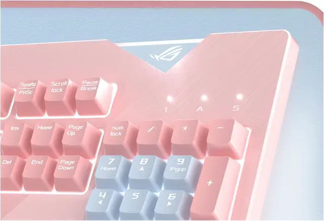 Alt view image 6 of 8 - ASUS ROG Strix Flare PNK Limited Edition Mechanical Gaming Keyboard with Cherry MX Brown Switches, Aura Sync RGB Lighting, Customizable Badge, USB Pass Through and Media Controls