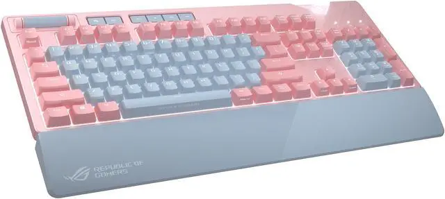Alt view image 4 of 8 - ASUS ROG Strix Flare PNK Limited Edition Mechanical Gaming Keyboard with Cherry MX Brown Switches, Aura Sync RGB Lighting, Customizable Badge, USB Pass Through and Media Controls