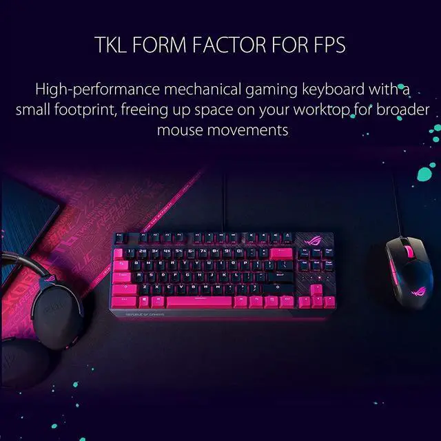 Alt view image 6 of 6 - ASUS ROG Strix Scope TKL Electro Punk Mechanical Gaming Keyboard | Cherry MX Red Switches | 2X Wider Ctrl Key for Greater FPS Precision | Gaming Keyboard for PC | Aura Sync RGB Lighting, Quick-Toggle