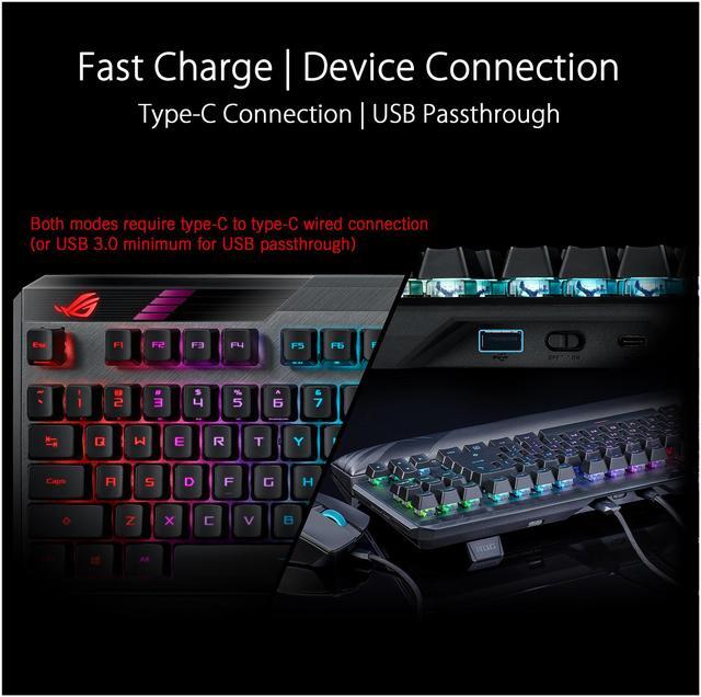 Alt view image 7 of 8 - ASUS ROG Claymore II 100% / 80% TKL Wireless RGB Modular Gaming Keyboard, ROG RX Red Switches, PBT Doubleshot Keycaps, Detachable Numpad, Wrist Rest, Media Controls, USB Passthrough - Black PBT
