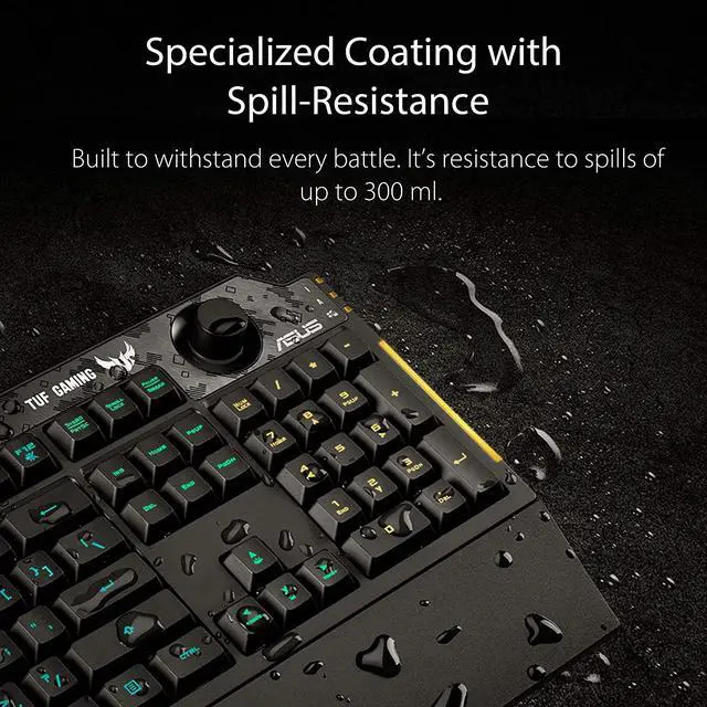 Alt view image 6 of 7 - ASUS Membrane Gaming Keyboard for PC - TUF K1 | Programmable, Onboard Memory | Dedicated Volume Knob, Aura Sync RGB & Side Lighting | Detachable Wrist Rest | Spill-Resistant | Highly Durable | Black