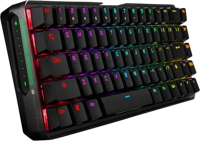 Alt view image 6 of 12 - ASUS ROG Falchion Wireless 65% Mechanical Gaming Keyboard (68 Keys, Aura Sync RGB, Extended Battery Life, Interactive Touch Panel, PBT Keycaps, Cherry MX Blue Switches, Keyboard Cover Case)