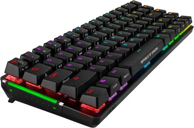Alt view image 7 of 12 - ASUS ROG Falchion Wireless 65% Mechanical Gaming Keyboard (68 Keys, Aura Sync RGB, Extended Battery Life, Interactive Touch Panel, PBT Keycaps, Cherry MX Blue Switches, Keyboard Cover Case)