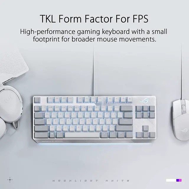 Alt view image 5 of 8 - ASUS X806 ROG Strix Scope NX TKL Moonlight White Wired Mechanical RGB Gaming Keyboard with ROG NX Red Linear Switches