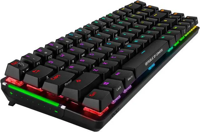 Alt view image 6 of 10 - ASUS ROG Falchion NX 65% Wireless RGB Mechanical Gaming Keyboard - ROG NX Red Linear Switches, PBT Doubleshot Keycaps, Wired / 2.4G Hz, Touch Panel, Keyboard Cover Case, Macro Support - Black