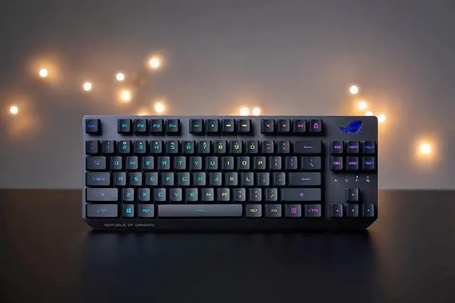 Alt view image 11 of 14 - ASUS ROG Strix Scope RX TKL Wireless Deluxe - 80% Gaming Keyboard, Tri-Mode Connectivity (2.4GHz RF, Bluetooth, Wired), ROG RX Red Optical Mechanical Switches, PBT Keycaps, RGB, Wrist Rest, Black