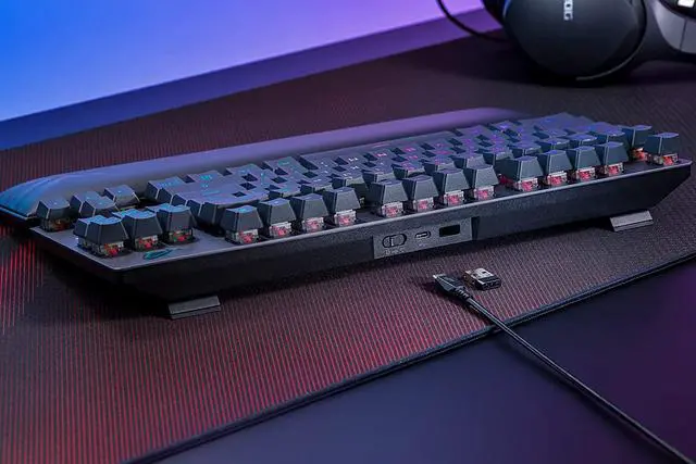 Alt view image 10 of 14 - ASUS ROG Strix Scope RX TKL Wireless Deluxe - 80% Gaming Keyboard, Tri-Mode Connectivity (2.4GHz RF, Bluetooth, Wired), ROG RX Red Optical Mechanical Switches, PBT Keycaps, RGB, Wrist Rest, Black
