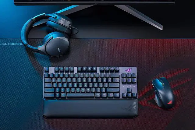 Alt view image 9 of 14 - ASUS ROG Strix Scope RX TKL Wireless Deluxe - 80% Gaming Keyboard, Tri-Mode Connectivity (2.4GHz RF, Bluetooth, Wired), ROG RX Red Optical Mechanical Switches, PBT Keycaps, RGB, Wrist Rest, Black