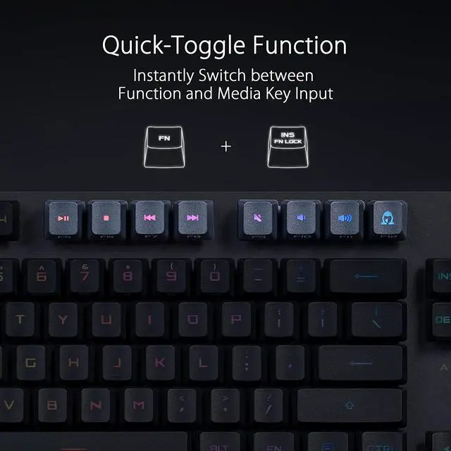 Alt view image 8 of 14 - ASUS ROG Strix Scope RX TKL Wireless Deluxe - 80% Gaming Keyboard, Tri-Mode Connectivity (2.4GHz RF, Bluetooth, Wired), ROG RX Red Optical Mechanical Switches, PBT Keycaps, RGB, Wrist Rest, Black