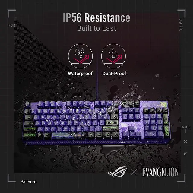 Alt view image 6 of 8 - ASUS ROG Strix Scope RX EVA Edition, 100% RGB Gaming Keyboard, ROG RX Red Optical Mechanical Switches,IP57 Water Resistance,USB Passthrough,Wider Ctrl Key,Stealth Key, Macro Support,Evangelion Themed