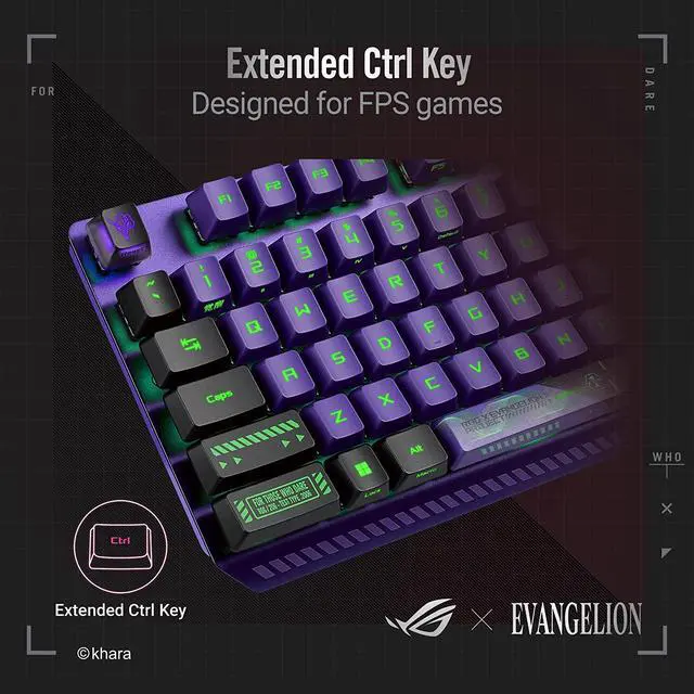 Alt view image 4 of 5 - ASUS ROG Strix Scope RX EVA Edition, 100% RGB Gaming Keyboard, ROG RX Blue Optical Mechanical Switches,IP57 Water Resistance,USB Passthrough,Wider Ctrl Key,Stealth Key,Macro Support,Evangelion Themed