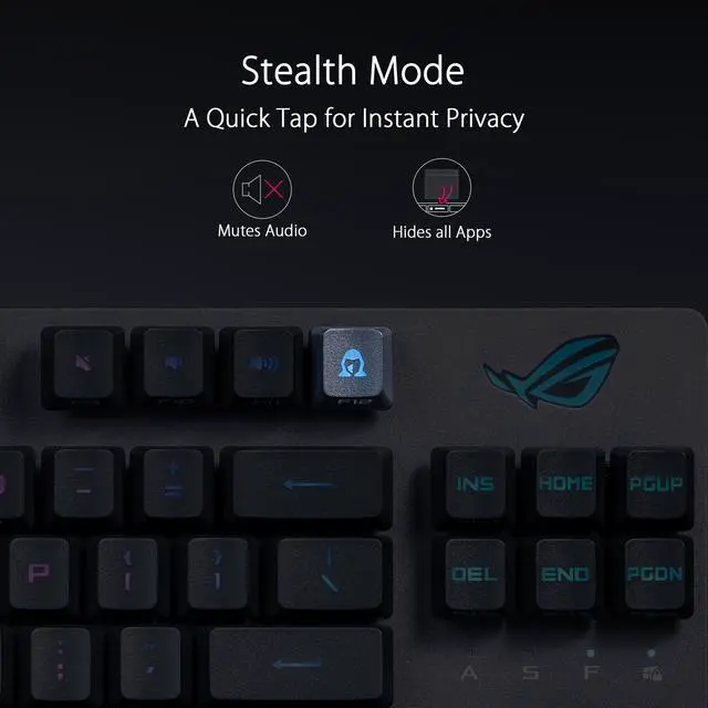 Alt view image 6 of 7 - Asus ROG Strix Scope RX TKL Wireless Deluxe, 80% Gaming Keyboard, Tri-mode connectivity (2.4GHz RF, Bluetooth, Wired), ROG RX Blue Optical Mechanical Switches, PBT Keycaps, RGB, Wrist rest, Black