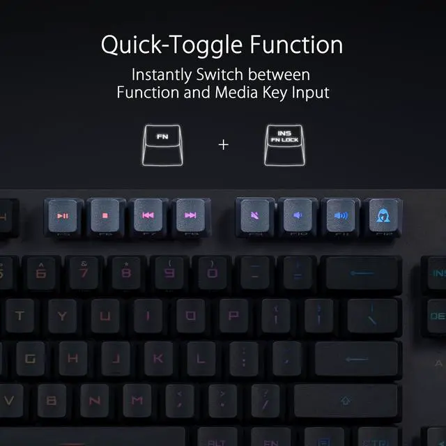 Alt view image 7 of 7 - Asus ROG Strix Scope RX TKL Wireless Deluxe, 80% Gaming Keyboard, Tri-mode connectivity (2.4GHz RF, Bluetooth, Wired), ROG RX Blue Optical Mechanical Switches, PBT Keycaps, RGB, Wrist rest, Black