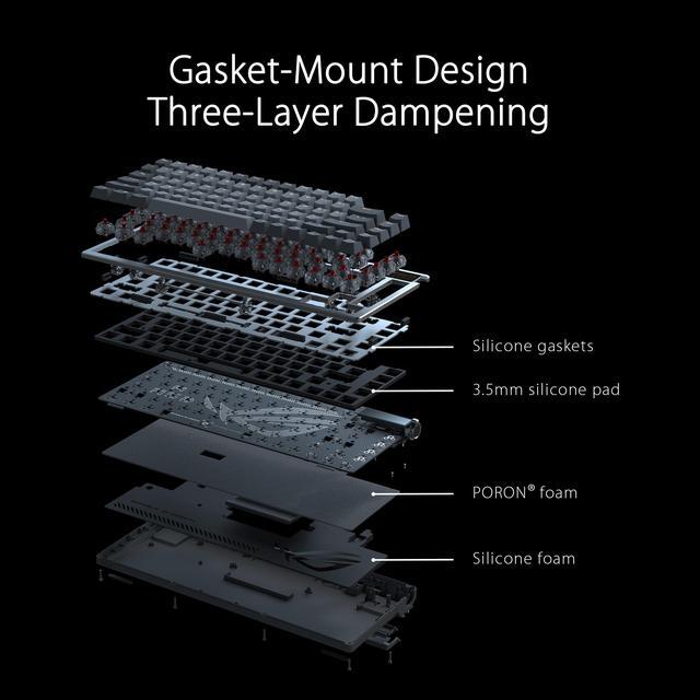 Alt view image 4 of 7 - ASUS ROG Azoth 75 Wireless DIY Custom Gaming Keyboard, OLED display, Gasket-Mount, Three-Layer Dampening, Hot-Swappable Pre-lubed ROG NX Brown Switches & Keyboard Stabilizers, PBT Keycaps, RGB-Black