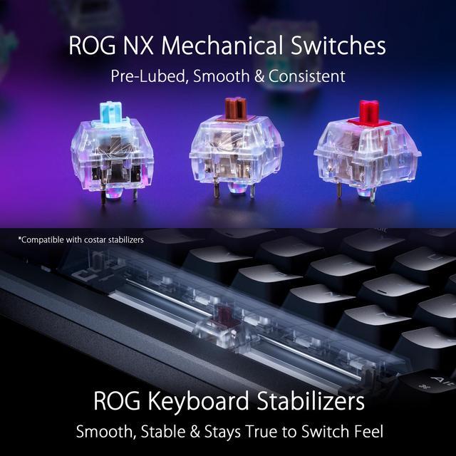 Alt view image 5 of 7 - ASUS ROG Azoth 75 Wireless DIY Custom Gaming Keyboard, OLED display, Gasket-Mount, Three-Layer Dampening, Hot-Swappable Pre-lubed ROG NX Brown Switches & Keyboard Stabilizers, PBT Keycaps, RGB-Black
