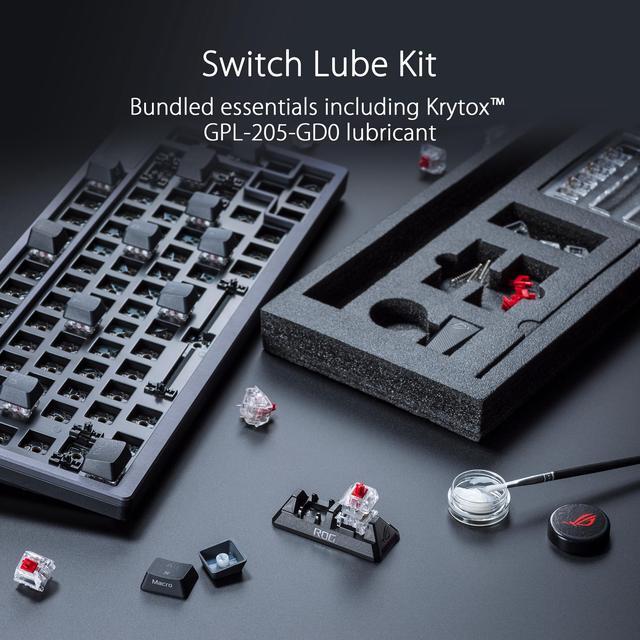 Alt view image 7 of 7 - ASUS ROG Azoth 75 Wireless DIY Custom Gaming Keyboard, OLED display, Gasket-Mount, Three-Layer Dampening, Hot-Swappable Pre-lubed ROG NX Brown Switches & Keyboard Stabilizers, PBT Keycaps, RGB-Black
