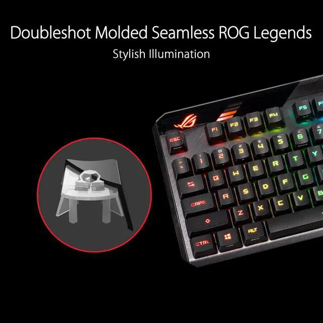 Alt view image 3 of 8 - ASUS ROG PBT Doubleshot Keycap Set for ROG RX Switches, black