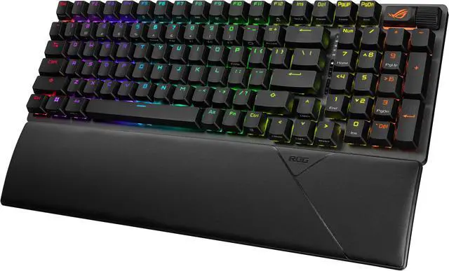 Alt view image 6 of 11 - ASUS ROG Strix Scope II 96 Wireless Gaming Keyboard, Tri-Mode Connection, Dampening Foam & Switch-Dampening Pads, Hot-Swappable Pre-lubed ROG NX Snow Switches, PBT Keycaps, RGB-Black