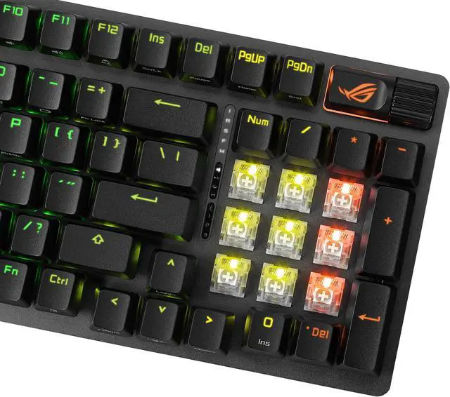 Alt view image 10 of 11 - ASUS ROG Strix Scope II 96 Wireless Gaming Keyboard, Tri-Mode Connection, Dampening Foam & Switch-Dampening Pads, Hot-Swappable Pre-lubed ROG NX Snow Switches, PBT Keycaps, RGB-Black