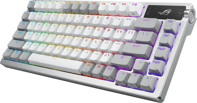 Alt view image 4 of 9 - ASUS ROG Azoth 75 Wireless DIY Custom Gaming Keyboard, OLED display, Gasket-Mount, Three-Layer Dampening, Hot-Swappable Pre-lubed ROG NX Storm Switches & Keyboard Stabilizers, PBT Keycaps, RGB - White