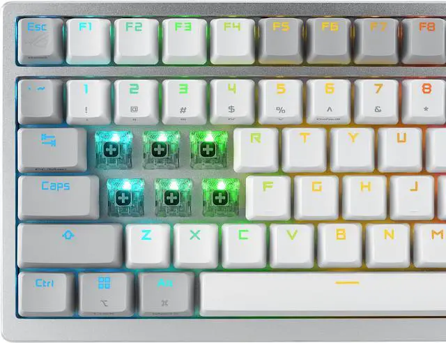 Alt view image 6 of 9 - ASUS ROG Azoth 75 Wireless DIY Custom Gaming Keyboard, OLED display, Gasket-Mount, Three-Layer Dampening, Hot-Swappable Pre-lubed ROG NX Storm Switches & Keyboard Stabilizers, PBT Keycaps, RGB - White