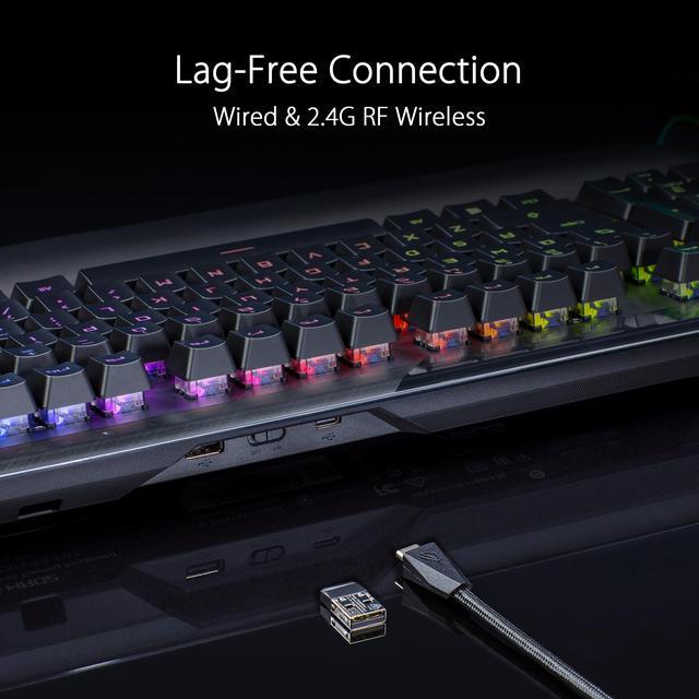 Alt view image 4 of 7 - ASUS ROG Claymore II Wireless Modular Gaming Mechanical Keyboard (ROG RX Blue Switches, detachable numpad & wrist rest for TKL 80%/100%, Aura Sync, media controls, fast charge, USB 2.0 Passthrough)