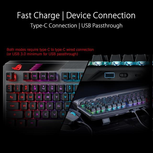 Alt view image 6 of 7 - ASUS ROG Claymore II Wireless Modular Gaming Mechanical Keyboard (ROG RX Blue Switches, detachable numpad & wrist rest for TKL 80%/100%, Aura Sync, media controls, fast charge, USB 2.0 Passthrough)