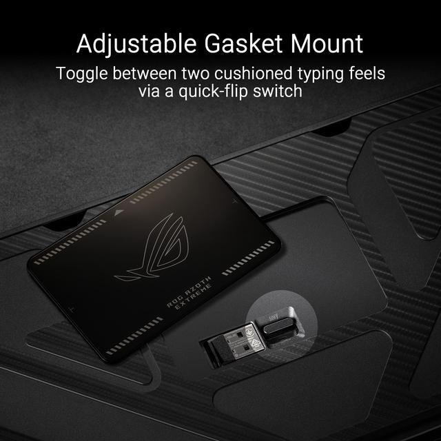 Alt view image 8 of 13 - ASUS ROG Azoth Extreme 75 Custom Gaming Keyboard, Aluminum Chassis, Carbon Fiber Positioning Plate, Adjustable Gasket Mount, 3-Layer Dampening, Color OLED Touchscreen, ROG NX Snow Switches, PBT Keycaps