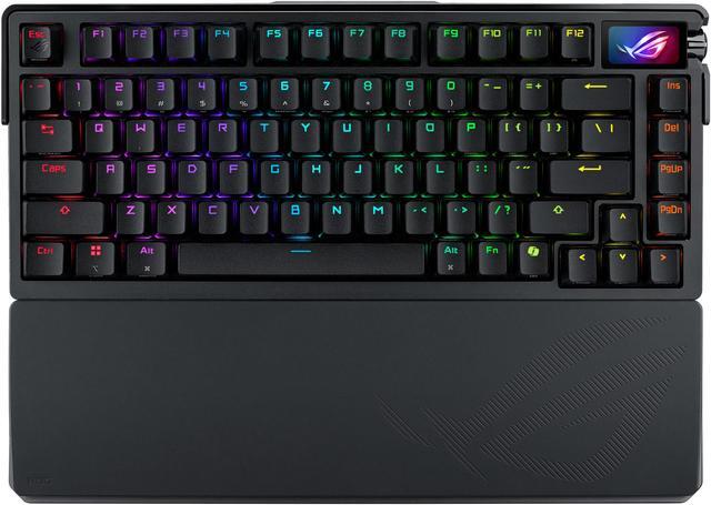 Alt view image 2 of 13 - ASUS ROG Azoth Extreme 75 Custom Gaming Keyboard, Aluminum Chassis, Carbon Fiber Positioning Plate, Adjustable Gasket Mount, 3-Layer Dampening, Color OLED Touchscreen, ROG NX Snow Switches, PBT Keycaps