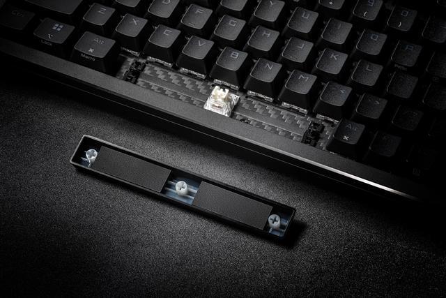 Alt view image 9 of 13 - ASUS ROG Azoth Extreme 75 Custom Gaming Keyboard, Aluminum Chassis, Carbon Fiber Positioning Plate, Adjustable Gasket Mount, 3-Layer Dampening, Color OLED Touchscreen, ROG NX Snow Switches, PBT Keycaps