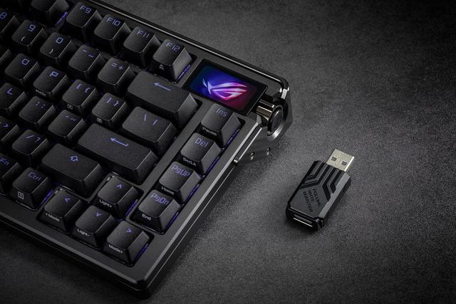 Alt view image 11 of 13 - ASUS ROG Azoth Extreme 75 Custom Gaming Keyboard, Aluminum Chassis, Carbon Fiber Positioning Plate, Adjustable Gasket Mount, 3-Layer Dampening, Color OLED Touchscreen, ROG NX Snow Switches, PBT Keycaps