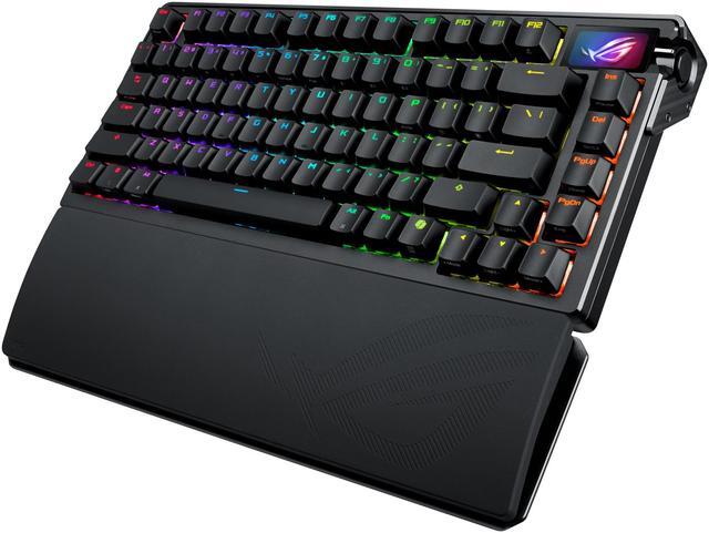 Alt view image 3 of 13 - ASUS ROG Azoth Extreme 75 Custom Gaming Keyboard, Aluminum Chassis, Carbon Fiber Positioning Plate, Adjustable Gasket Mount, 3-Layer Dampening, Color OLED Touchscreen, ROG NX Snow Switches, PBT Keycaps