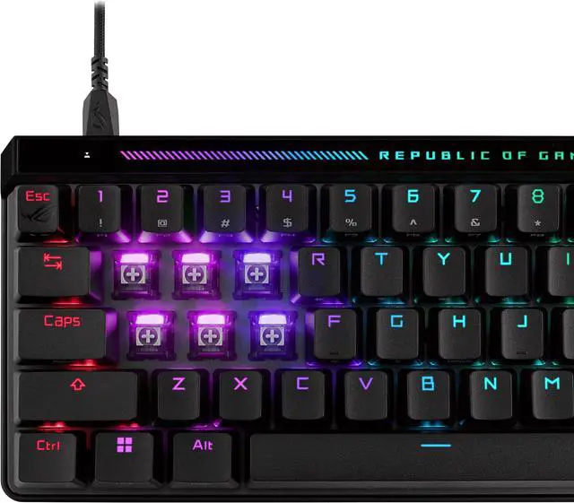 Alt view image 11 of 11 - ASUS ROG Falchion Ace HFX 65% compact gaming keyboard - ROG HFX magnetic switches, 8000Hz polling rate, three-layer dampening foam, silicone gasket mount, interactive touch panel, dual USB-C® ports