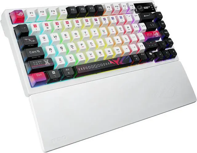 Alt view image 7 of 10 - ROG Azoth X 75% custom gaming keyboard - hot-swappable ROG NX V2 Mechanical Switches, dye-sublimated semi-translucent keycaps, OLED display, three-way control knob