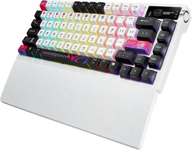 Alt view image 8 of 10 - ROG Azoth X 75% custom gaming keyboard - hot-swappable ROG NX V2 Mechanical Switches, dye-sublimated semi-translucent keycaps, OLED display, three-way control knob