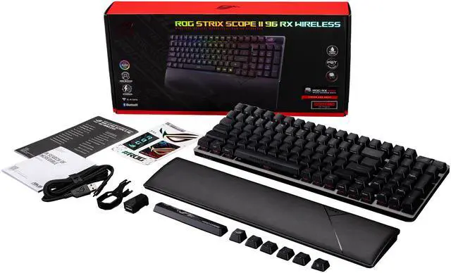Alt view image 14 of 14 - ASUS ROG Strix Scope II 96 RX Wireless Gaming Keyboard, Optical Switches, Low Latency 2.4GHz, RGB, Compact 96% Layout