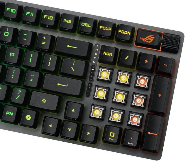 Alt view image 9 of 14 - ASUS ROG Strix Scope II 96 RX Wireless Gaming Keyboard, Optical Switches, Low Latency 2.4GHz, RGB, Compact 96% Layout